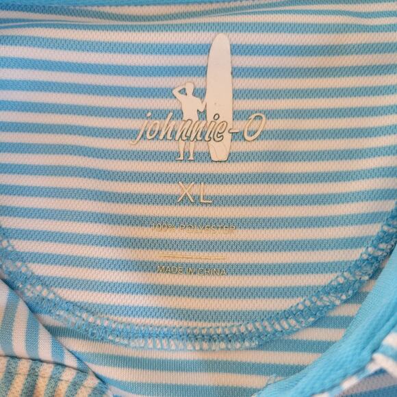 Johnnie-O Men's Polo Shirt XL Blue Striped Casual Golf Active Wear Surf - Picture 4 of 10